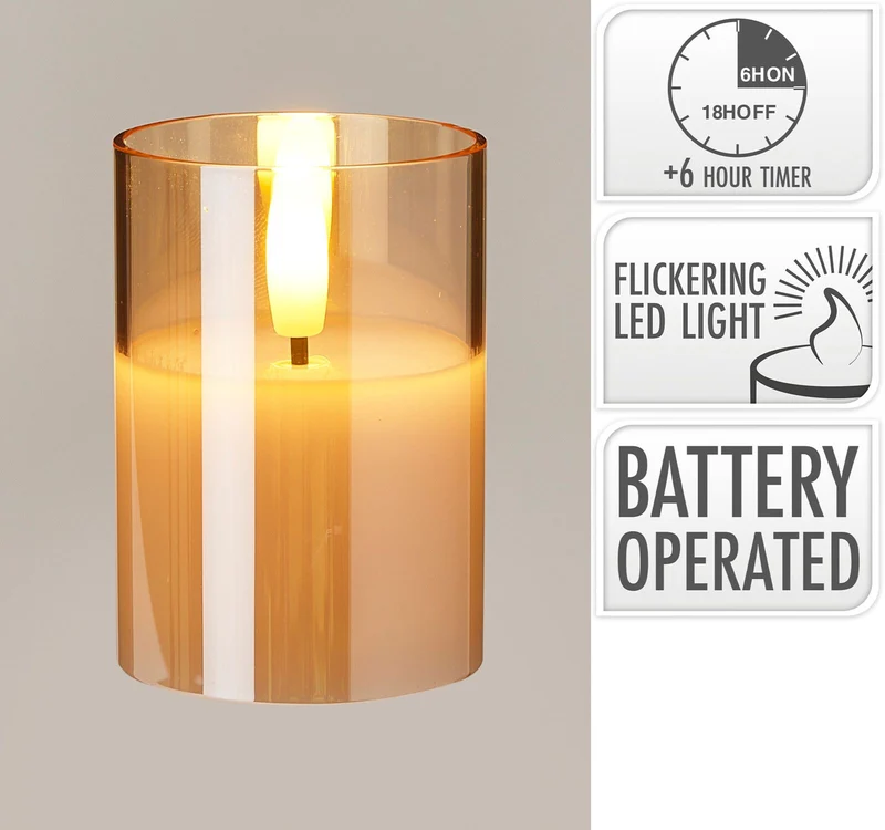 Candela decorativa a LED, altezza 7 cm, luce bianco caldo