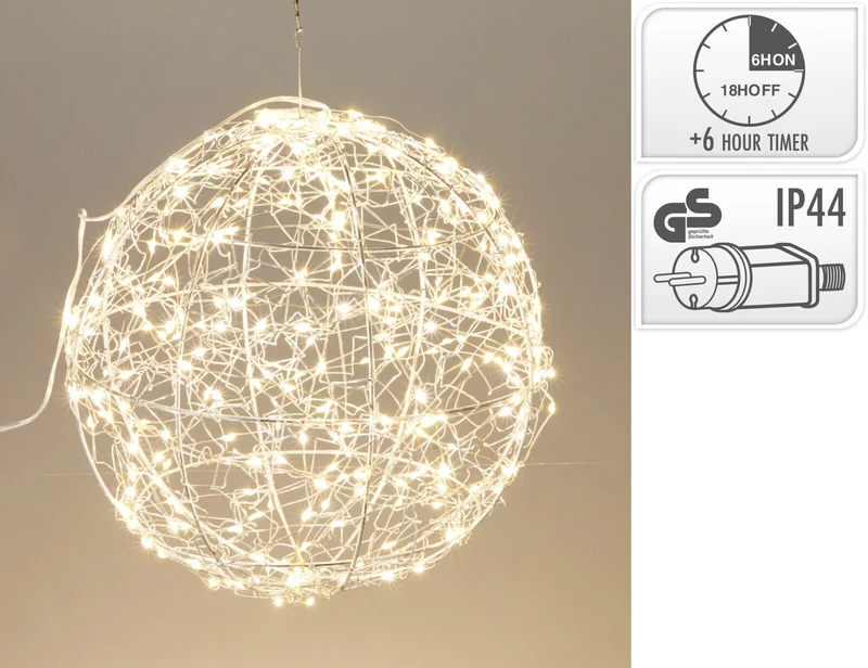 Sfera luminosa a LED, 500 LED, 35 cm, luce bianco caldo