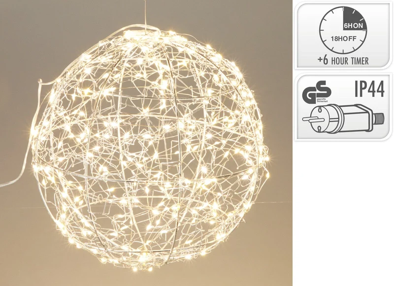 Sfera luminosa a LED, 300 LED, 25 cm, luce bianco caldo