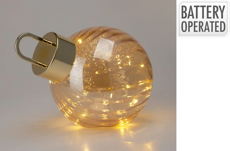 Pallina di natale trasparente con LED, diametro 20 cm, luce bianco caldo