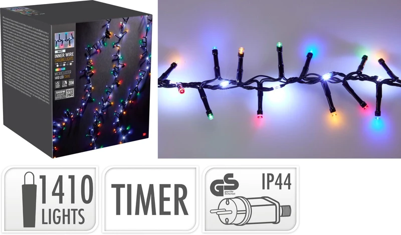 Cascata luminosa, 1410 LED, multicolore