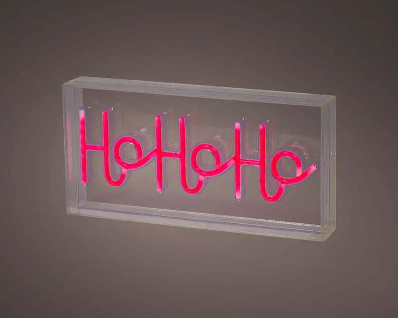 Scritta luminosa al neon "Ho Ho Ho", altezza 15 cm, multicolore.