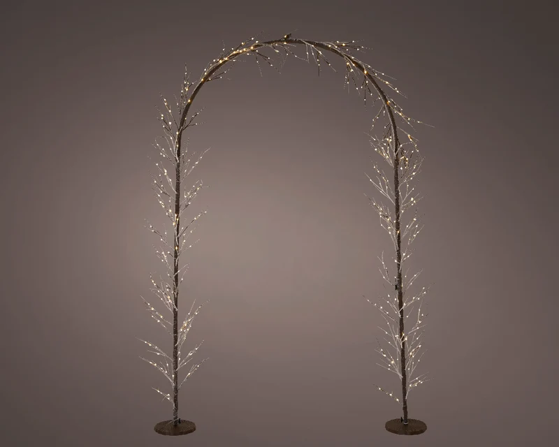 Arco luminoso 384LED H 230 cm colore marrone e luce bianco caldo