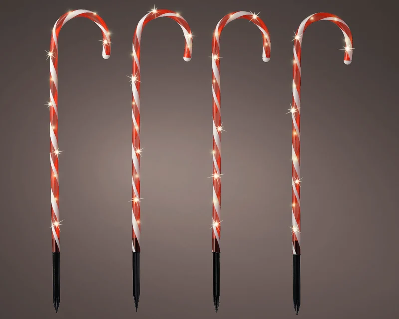 Bastoncino di zucchero luminosi per esterno con pannello solare, 300 cm, 8 giochi di luce, con luce bianco caldo