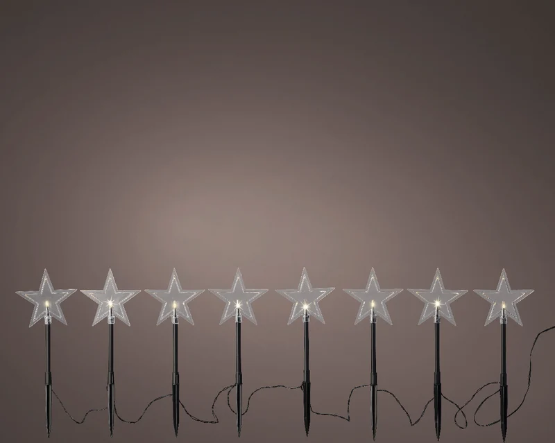 Decorazione a stella per esterno con pannello solare, 210 cm, 2 giochi di luce, con luce bianco caldo