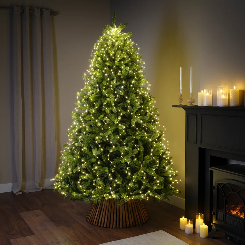 Micro LED a grappolo per albero di Natale, 180 cm, effetto scintillante, luce bianco caldo.