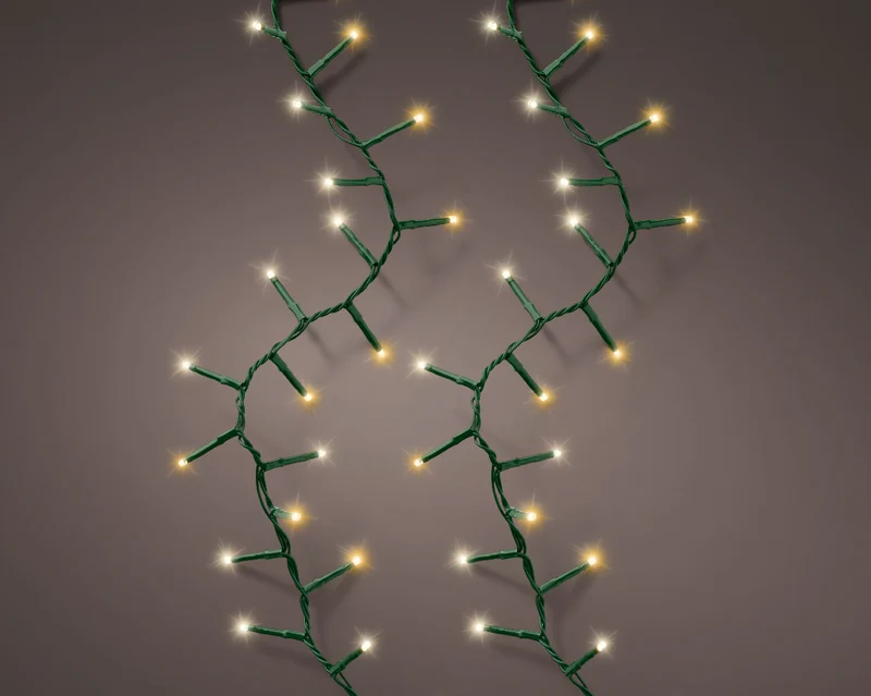 Catena luminosa, 60 metri, 3000 LED con cavo verde e luce bianco caldo.