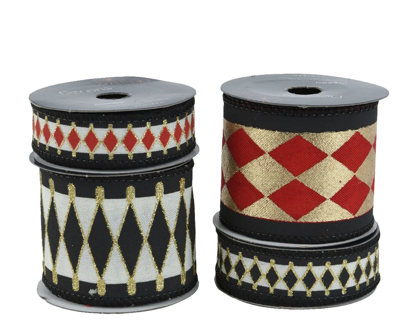 Nastro Decorativo (Ribbon) natalizio Verde/Rosso H6.6cm modello assortito
