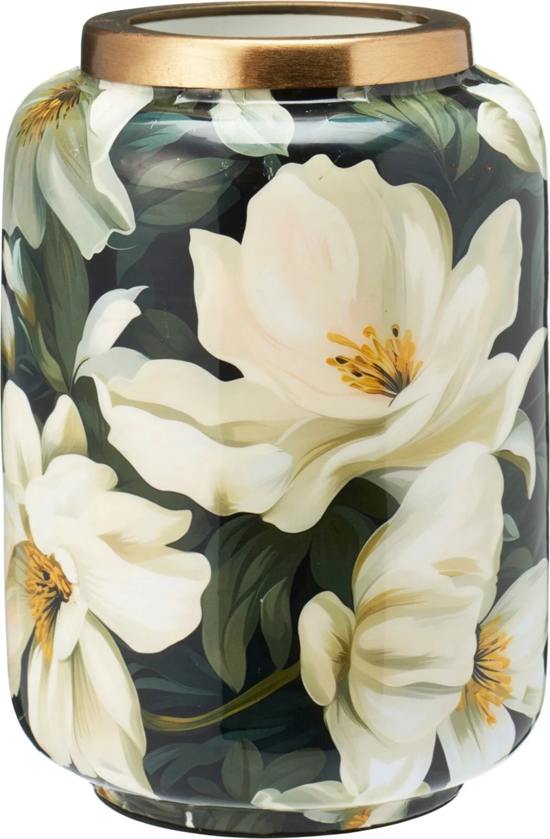 Vaso decorato con Fiori - 15x20 cm
