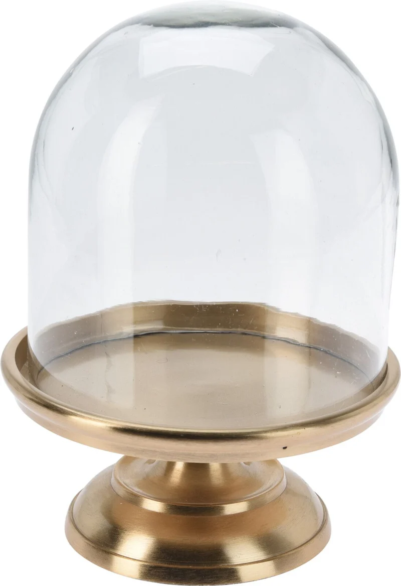 Cloche Decorativa in Vetro con Base Dorata - 16x23 cm