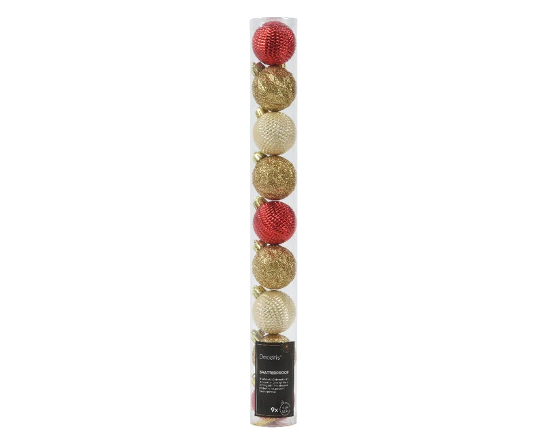 Confezione palline di natale Miste Rosse/Oro/Bianche 4cm