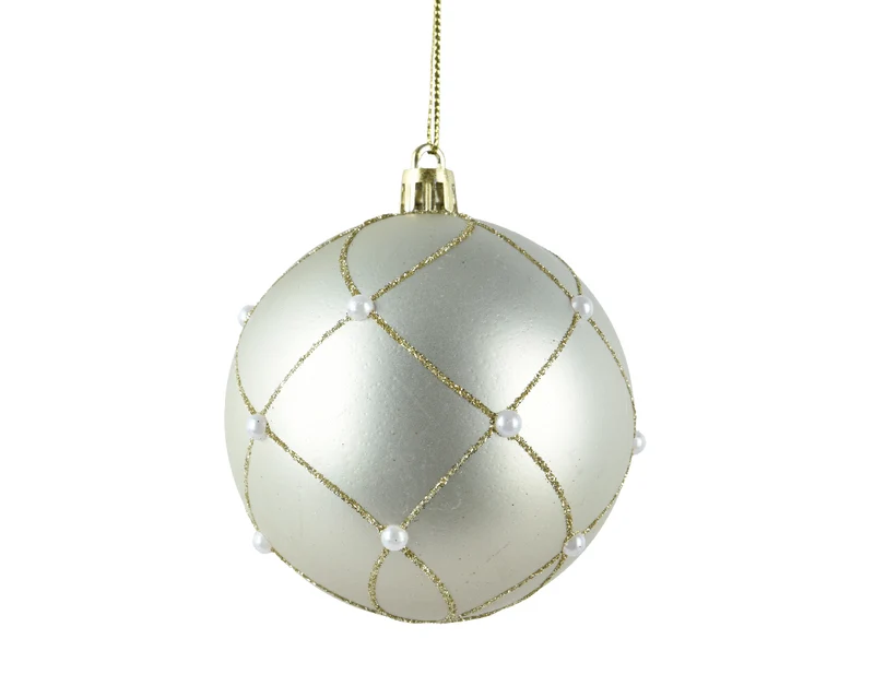 pallina di natale Perla Opaca con Glitter 8cm
