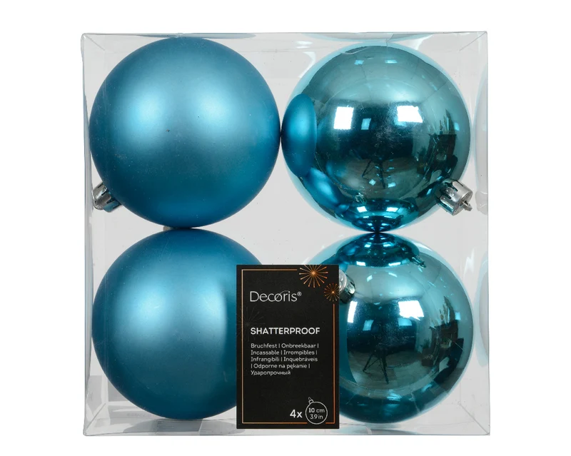 Confezione 4 palline di natale Miste azzurre 10cm