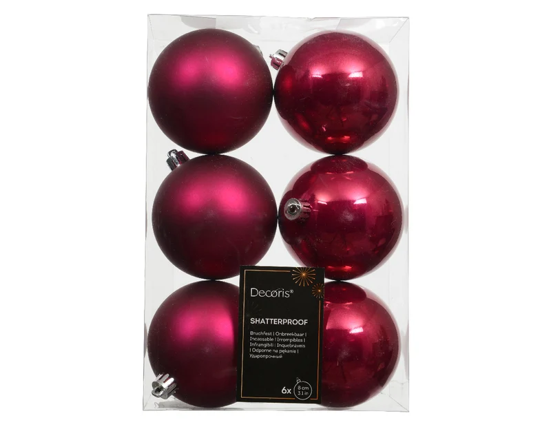 Confezione 6 palline di natale Miste Rosa 8cm