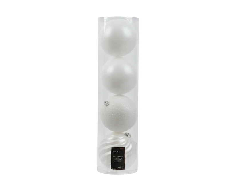 Confezione 4 palline di natale Miste Bianche 14cm