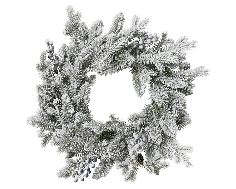 Corona di Pioppi Innevata Verde/Bianca D.50 cm