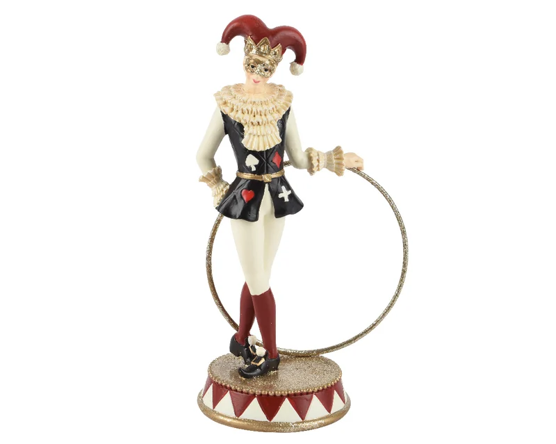 Uomo circo natalizio con Maschera Rosso Bianco Nero H18.5cm