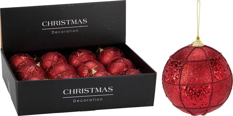 pallina di natale Glitter Natalizia 10cm Rossa