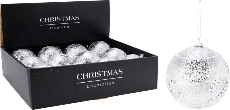 pallina di natale Glitter Natalizia 10cm Argento