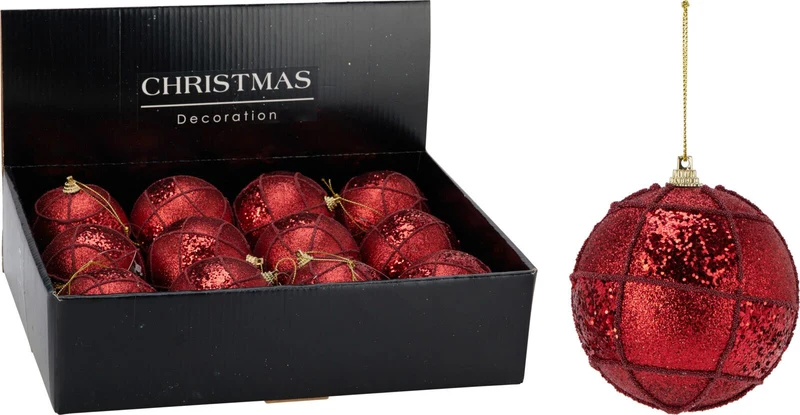 pallina di natale Glitter Natalizia 8cm Rossa