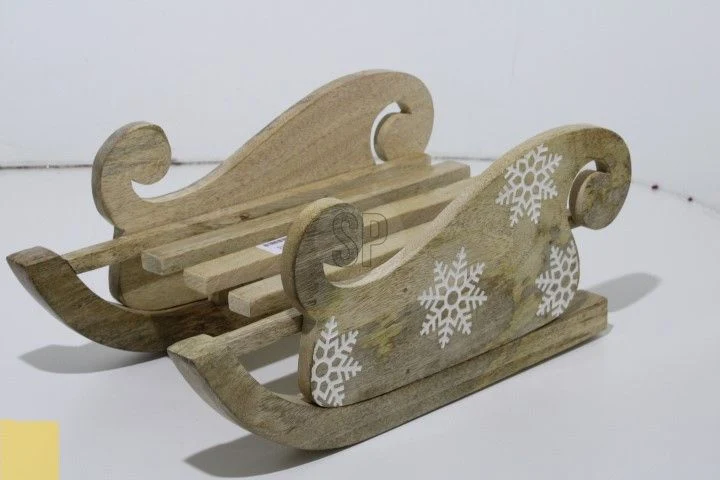 slitta in legno mango 32x14x18cm - marrone