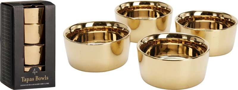 Set 4 Ciotole natalizie in Ceramica Oro 8x4cm