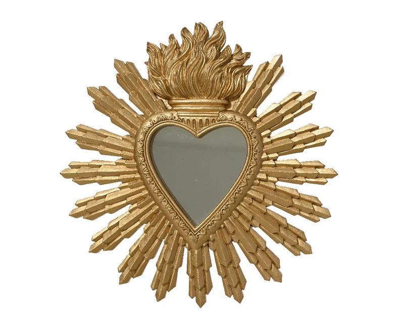 SPECCHIO DECORATIVO A CUORE 27X2.5X26CM - ORO
