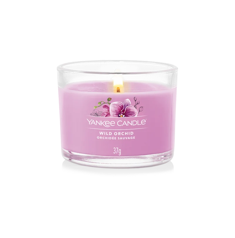 CANDELA VOTIVE IN VETRO WILD ORCHID YANKEE CANDLE