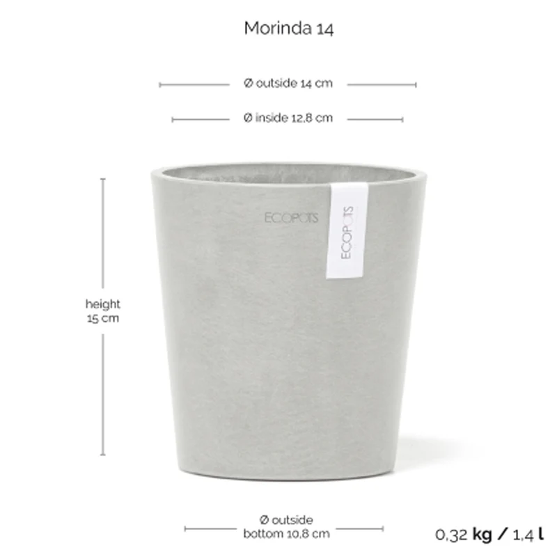 VASO DA TAVOLO ROTONDO MORINDA D14XH16CM BIANCO/GRIGIO