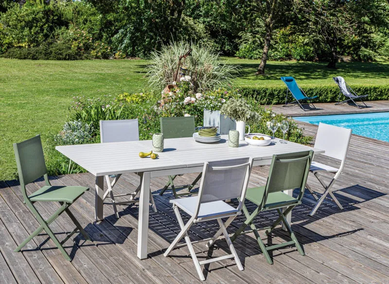 TAVOLO DA GIARDINO GENES 160/240X100 MANDORLA VERDE