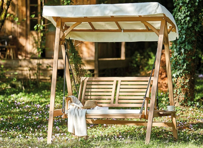 DONDOLO 2 POSTI IN ACACIA ECRU 170X100X200CM