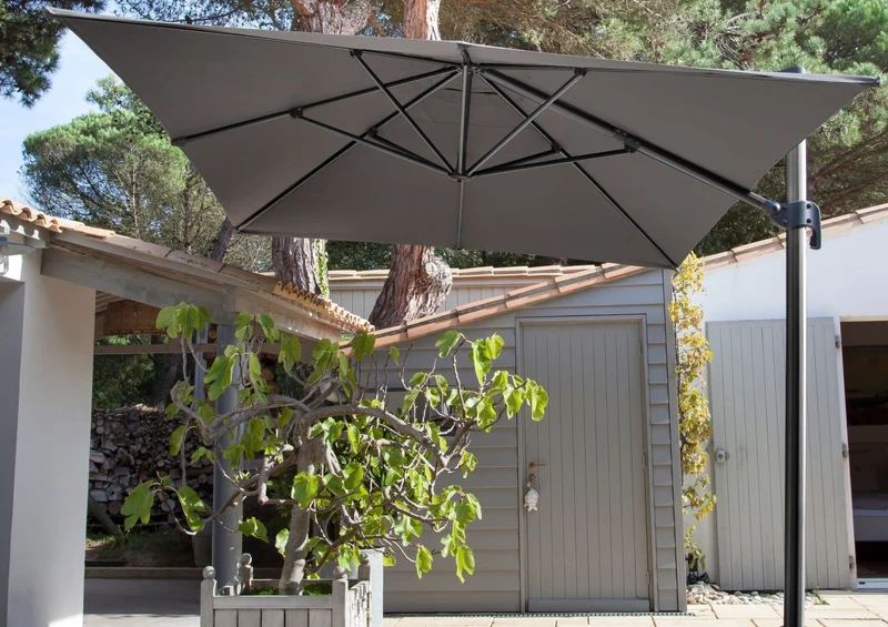 OMBRELLONE PARASOLE INCLINABILE NH 3X4MT CON MANIGLIA GRIGIO E VERDE MANDORLA