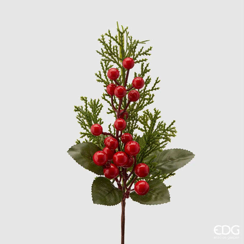 PICK PINO CON BACCHE ROSSE H30CM