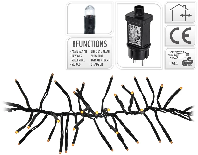 LUCI NATALE GHIRLANDA 576 LED EXTRA BIANCO CALDO CON GIOCHI DI LUCE