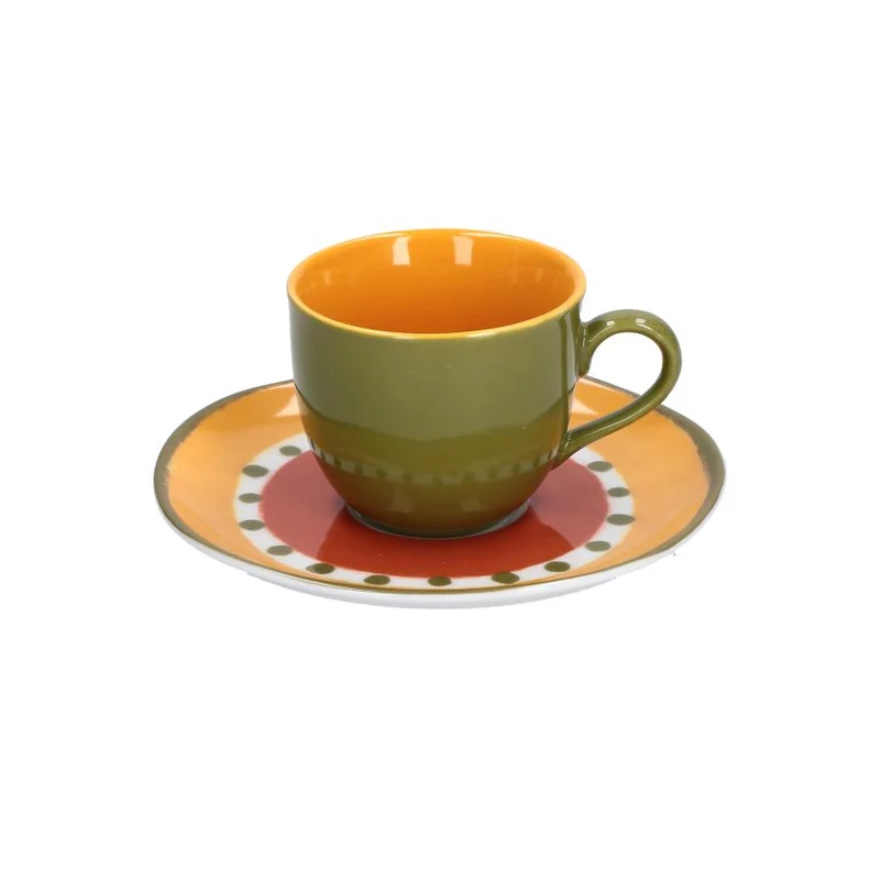 COTTAGE TAZZA CAFFE' CON PIATTINO ROSA & TULIPANI