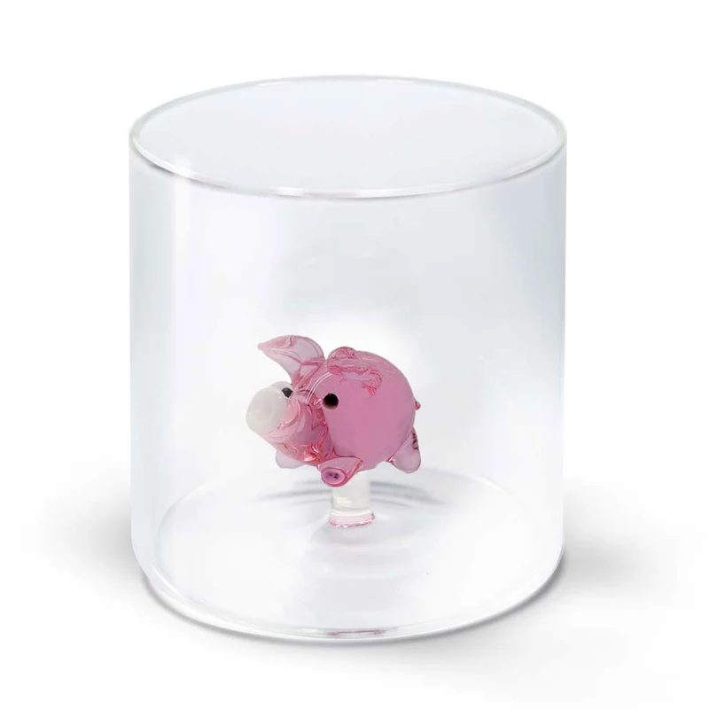 BICCHIERE IN VETRO BOROSILICATO 250ML MAIALE