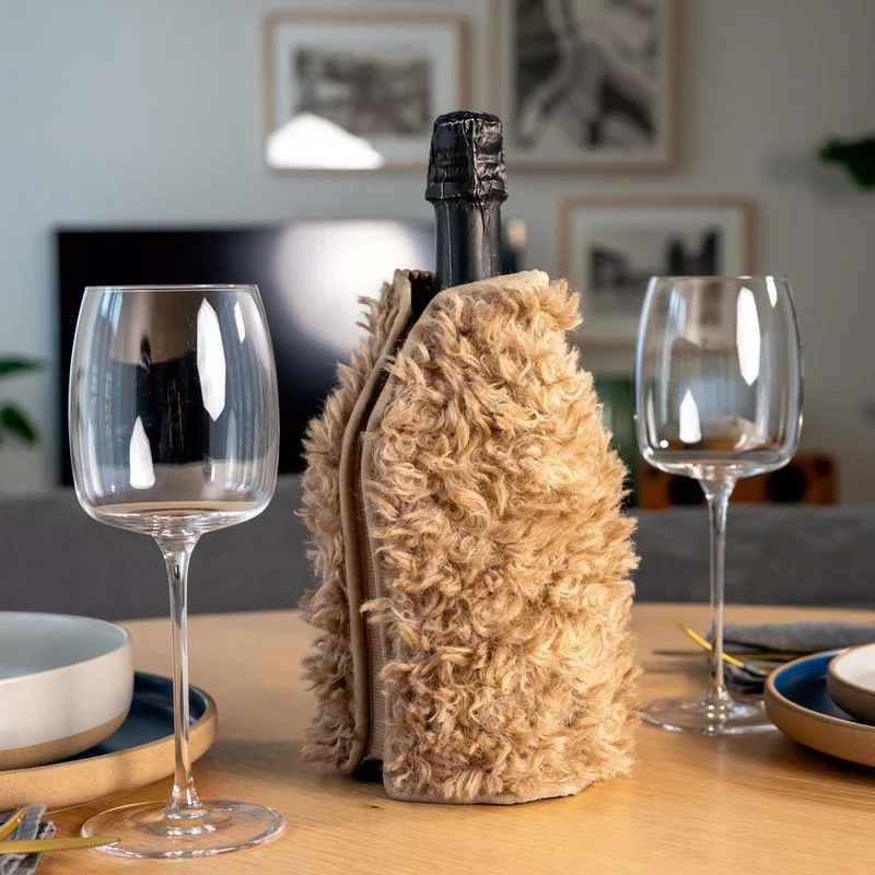 GLACETTE MORBIDA RAFFREDDA BOTTIGLIE CON PELLICCIA BEIGE