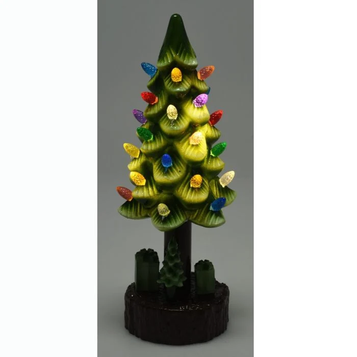 ALBERELLO DI NATALE CON LED, 11X30CM, COLORE VERDE