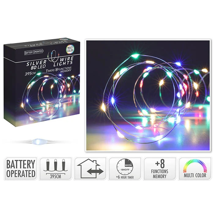 LUCI DI NATALE LED, 395CM, 80 LED, MULTICOLORE