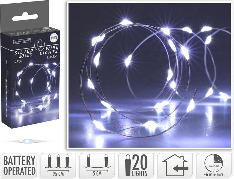 LUCI DI NATALE LED, 95CM, 20 LED, BIANCO FREDDO