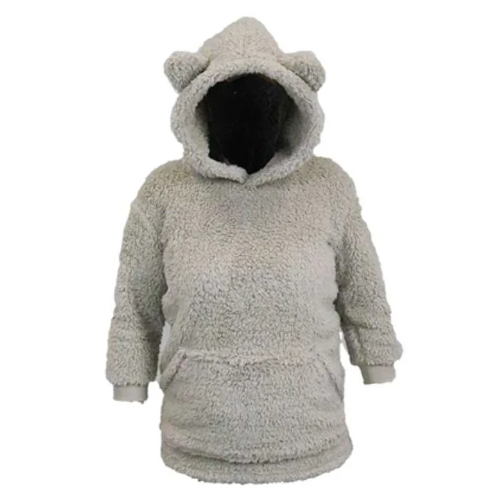 FELPA CON CAPPUCCIO E ORECCHIE, 50X70, GRIGIO CHIARO