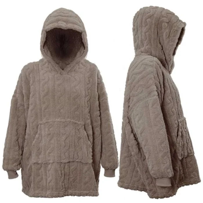 FELPA CON CAPPUCCIO DESIGN A MAGLIA, 70X50X87CM, TORTORA