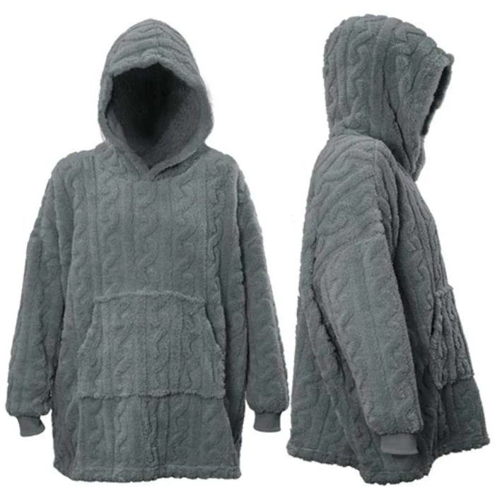 FELPA CON CAPPUCCIO DESIGN A MAGLIA, 70X50X87CM, GRIGIO SCURO