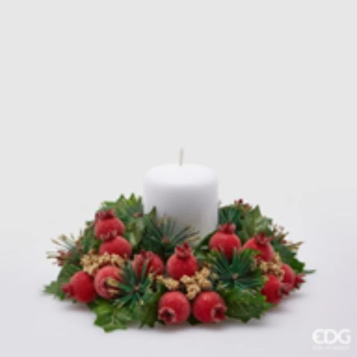 CORONA PORTA CANDELE CON BACCHE, Ø21CM