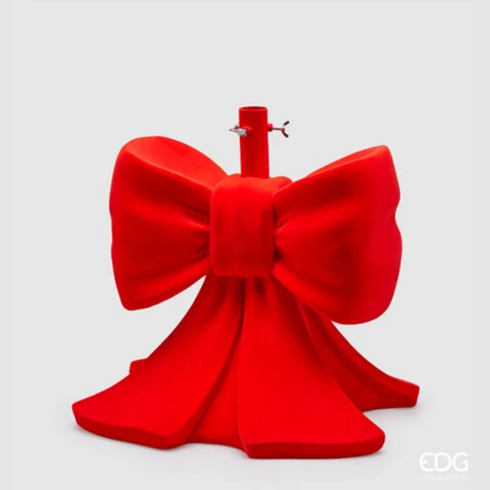 BASE PER ALBERO A FORMA DI FIOCCO, IN VELLUTO, 45X43X43CM, COLORE ROSSO