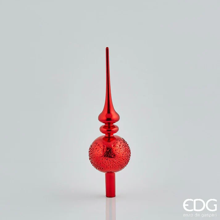 PUNTALE IN VETRO CON SFERA, H31CM, ROSSO