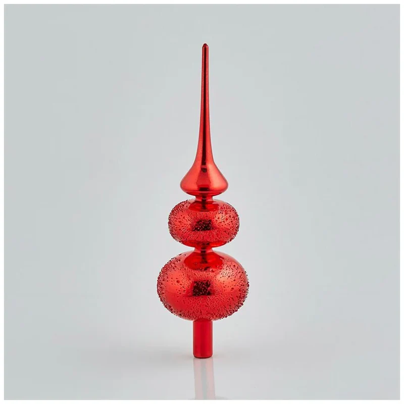 PUNTALE IN VETRO CON DUE SFERE, H35CM, ROSSO