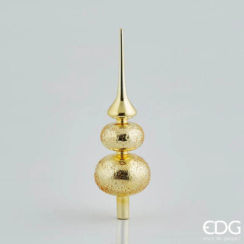 PUNTALE IN VETRO CON DUE SFERE, H35CM, ORO