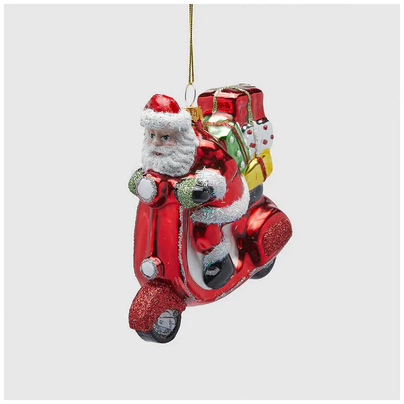 PENDENTE BABBO NATALE SCOOTER, H10XL10XL6CM