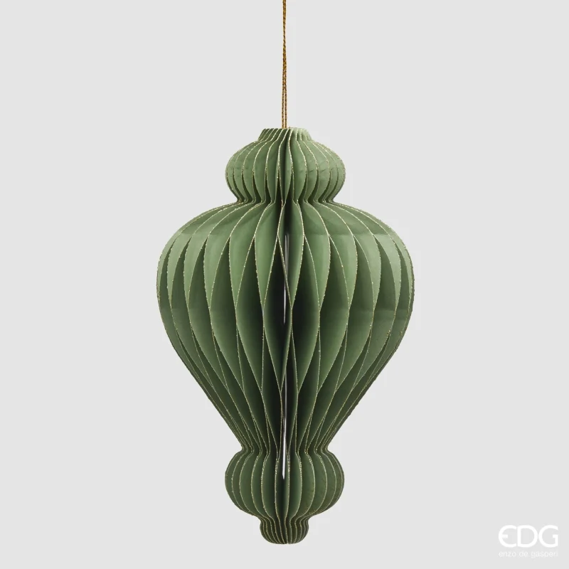 PALLINA DI NATALE ORIGAMI MONGOLFIERA, H15XØ9,5CM, VERDE